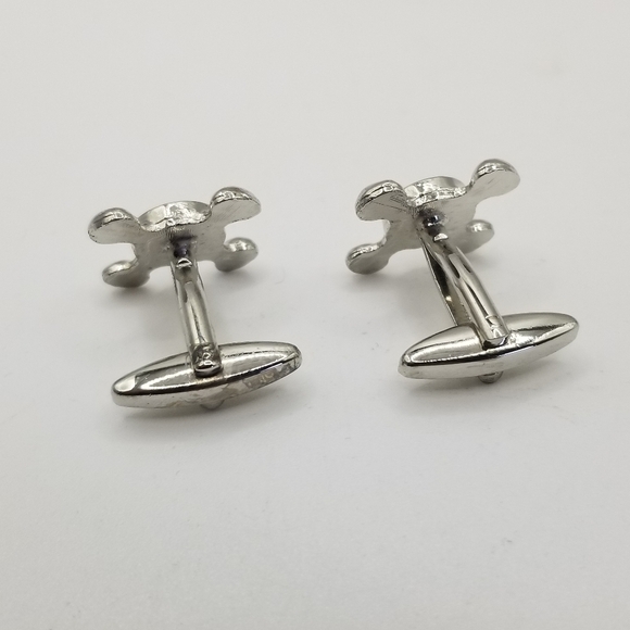Cuff Links Silver Tone Novelty Mens Plumber Hot And Cold Faucets Gift - Picture 2 of 7